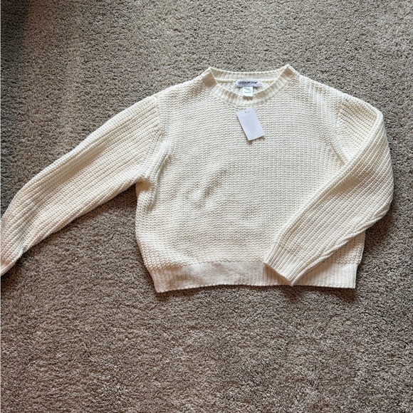 Cotton Emporium Cream Crew Neck Sweater Ribbed Knit pull over size medium NWT - Picture 6 of 7